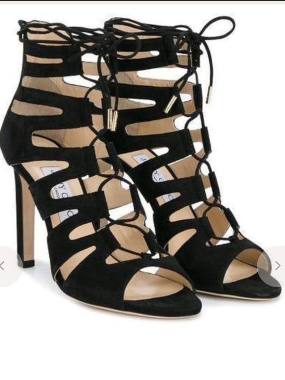 Jimmy Choo Black Suede Lace-Up High Heel Sandals